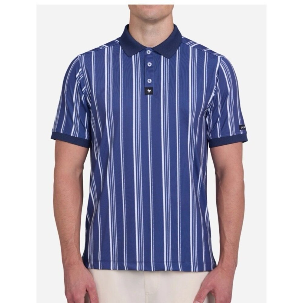 Bad Birdie Ridge Polo Winning Streak Cobalt XL Golf Shirt Striped Performance